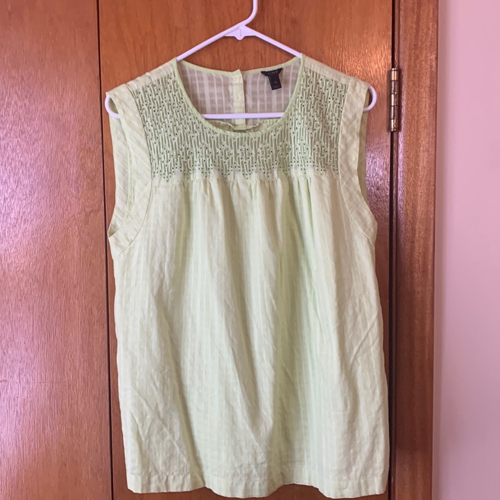 J. Crew lime green sleeveless top, lined.